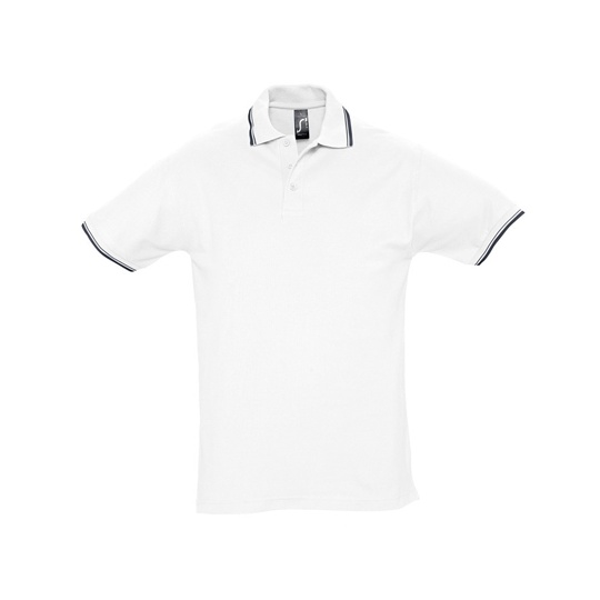 Koszulka Polo Męska Pique Klasyczna L585 - White & Navy