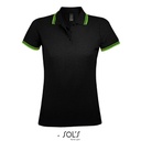 Koszulka Polo Damska Dopasowana Bawelniana Pika L586 - Black & Lime
