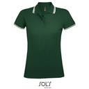 Koszulka Polo Damska Dopasowana Bawełniana Pika L586 - Forest Green & White