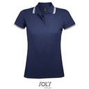 Koszulka Polo Damska Dopasowana Bawelniana Pika L586 - French Navy & White