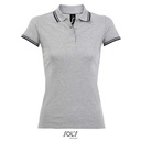 Koszulka Polo Damska Dopasowana Bawełniana Pika L586 - Grey Melange & Navy