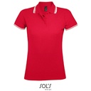 Damski polo slim L586 - Red & White