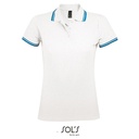 Koszulka Polo Damska Dopasowana Bawełniana Pika L586 - White & Aqua