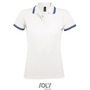Koszulka Polo Damska Dopasowana Bawelniana Pika L586 - White & Navy