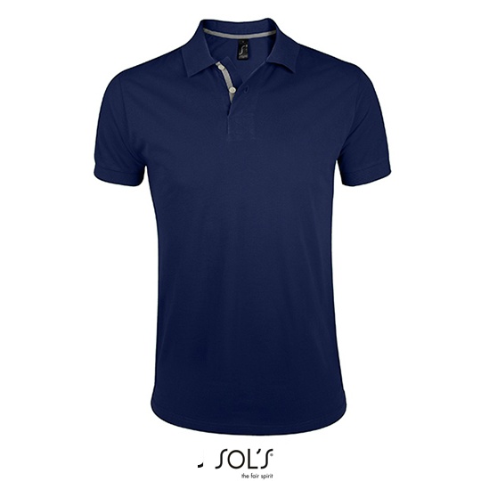 Koszulka Polo Meska Slim Bawelniana L587 - French Navy & Grey (Solid)