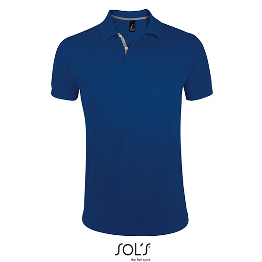 Koszulka Polo Meska Slim Bawelniana L587 - Ultramarine & Grey (Solid)