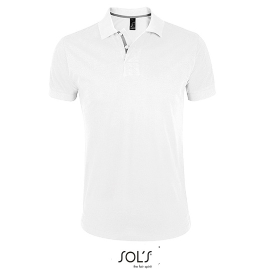 Męska koszulka polo slim L587 - White & Grey (Solid)