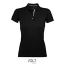 Damska koszulka polo slim L588 - Black & Grey (Solid)