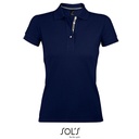 Koszulka Polo Damska Dopasowana Bawełniana Pika L588 - French Navy & Grey (Solid)