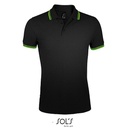 Koszulka Polo Męska Dopasowana Bawełniana Pika L591 - Black & Lime