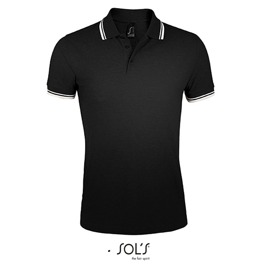 Koszulka Polo Meska Dopasowana Bawelniana Pika L591 - Black & White