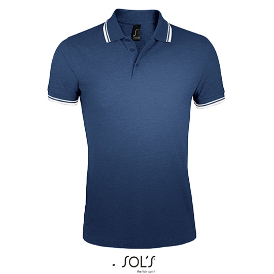 Koszulka Polo Meska Dopasowana Bawelniana Pika L591 - French Navy & White