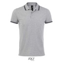 Męskie Polo Slim L591 - Grey Melange & Navy