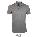 Koszulka Polo Męska Dopasowana Bawełniana Pika L591 - Grey Melange & Orange