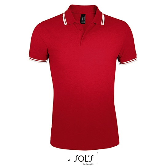 Koszulka Polo Meska Dopasowana Bawelniana Pika L591 - Red & White