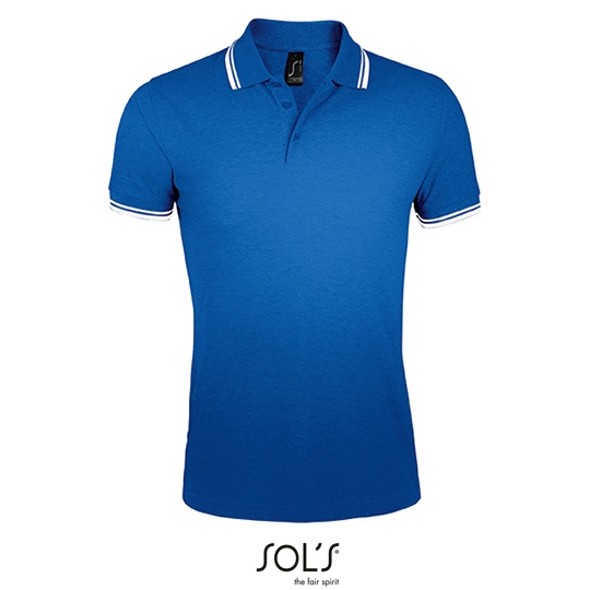 Koszulka Polo Meska Dopasowana Bawelniana Pika L591 - Royal Blue 241 & White