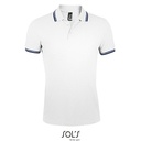 Koszulka Polo Męska Dopasowana Bawełniana Pika L591 - White & Navy