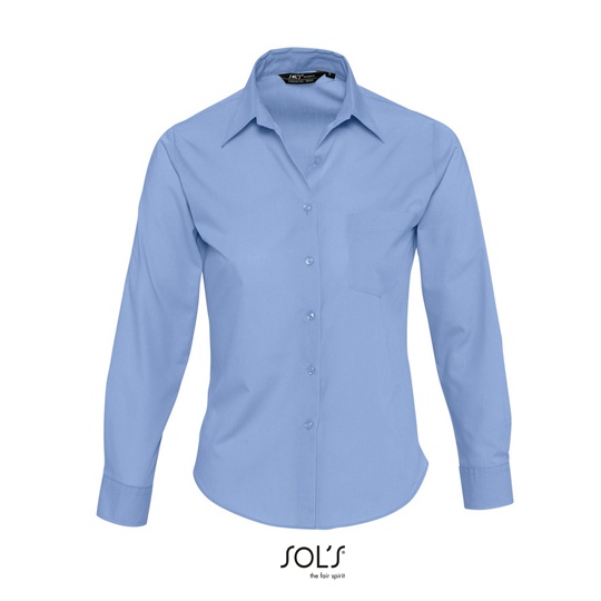 Koszula Damska Klasyczna Popelinowa L621 - Middle Blue