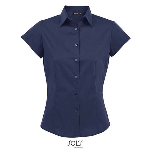 Koszula Damska Dopasowana Popelina Elastyczna L630 - Dark Blue