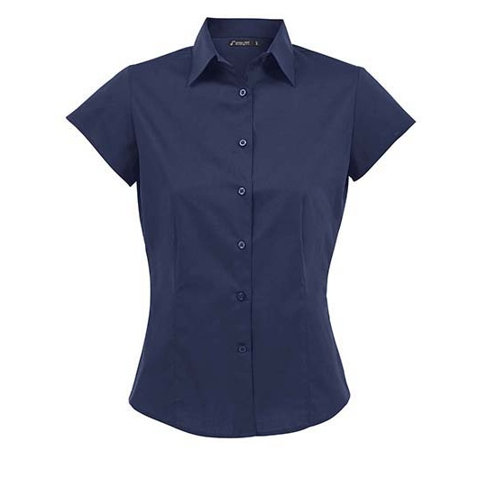 Koszula Damska Dopasowana Popelina Elastyczna L630 - Dark Blue