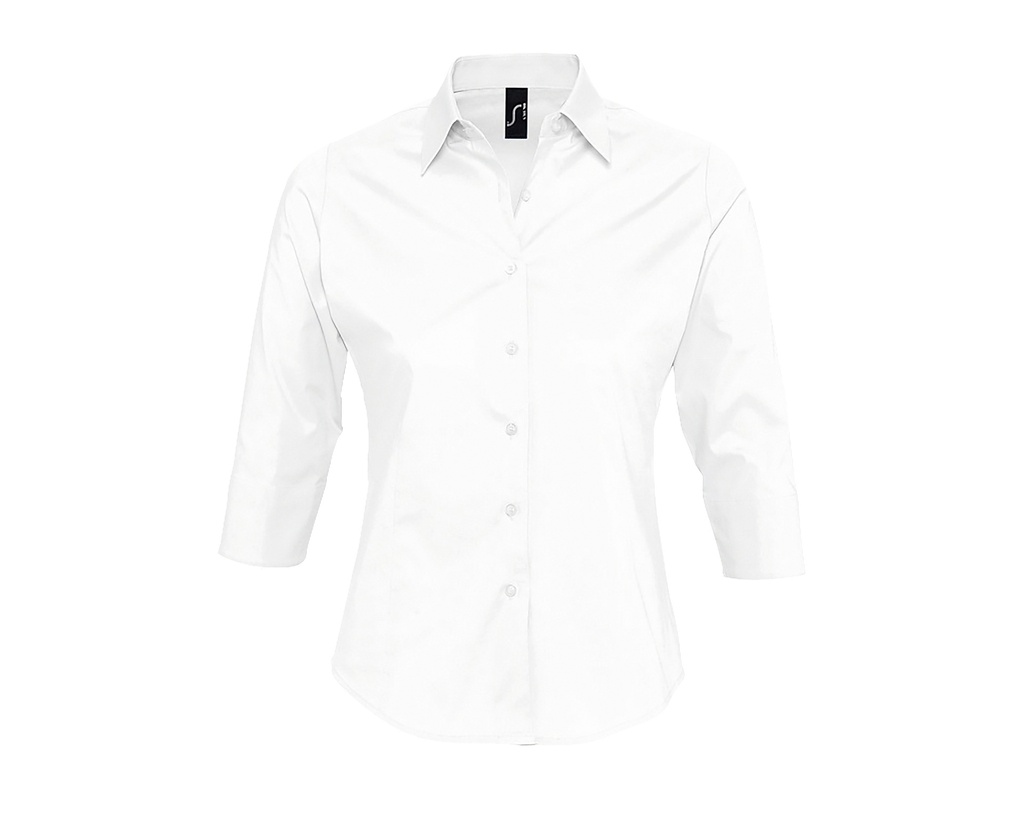 Bluzka Dopasowana Bawelna Elastan Popelina L631 - White