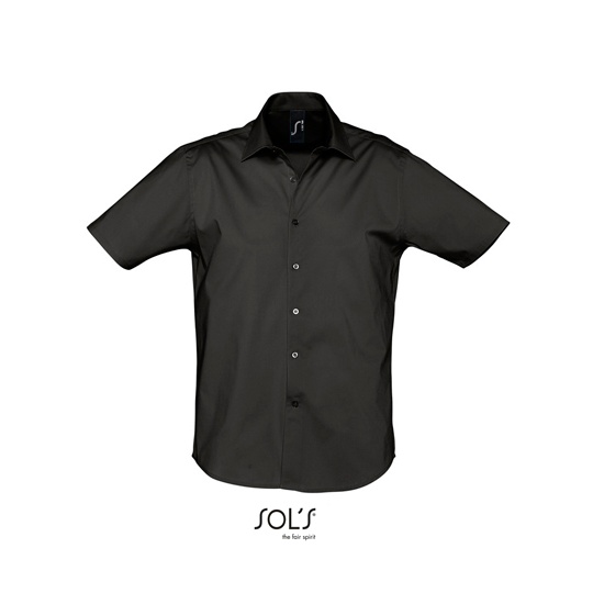 Koszula Męska Slim Popelina Strecz L632 - Black