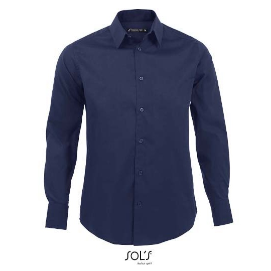 Koszula Meska Slim Popelina ze Streczem L633 - Dark Blue
