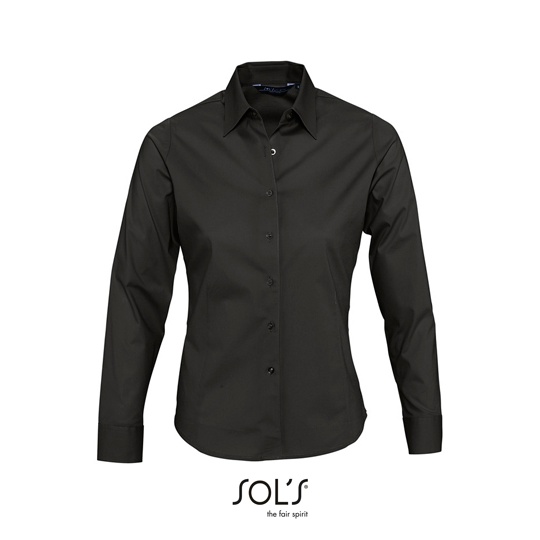 Damska Koszula Slim Popelinowa Elastan L634 - Black