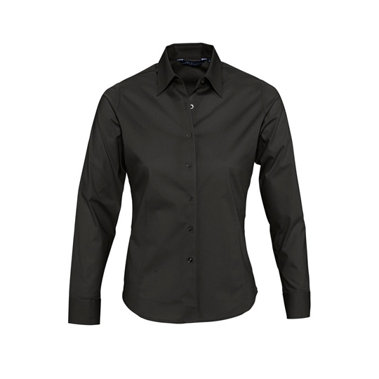 Damska Koszula Slim Popelinowa Elastan L634 - Black