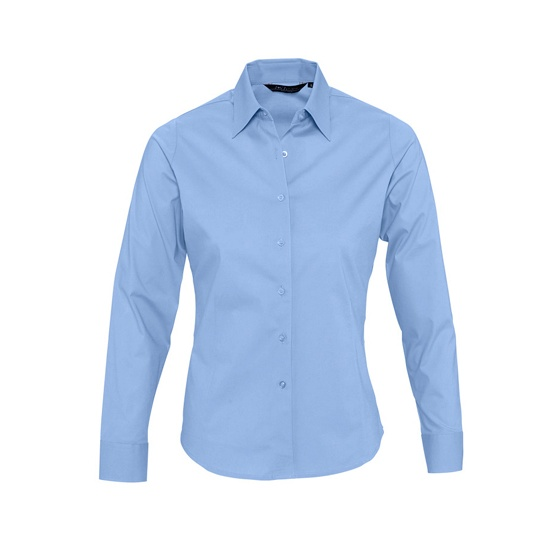 Damska Koszula Slim Popelinowa Elastan L634 - Bright Sky
