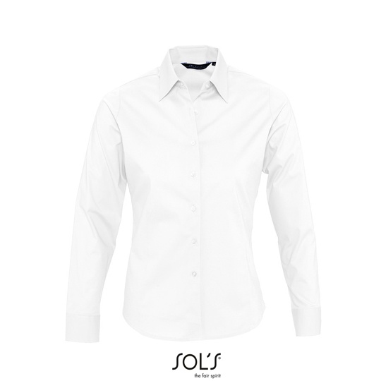Damska Koszula Slim Popelinowa Elastan L634 - White