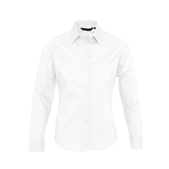 Damska Koszula Slim Popelinowa Elastan L634 - White