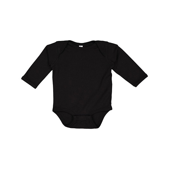 Body niemowlece dlugi rekaw czesana bawelna LA4411N - Black