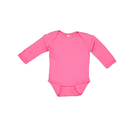 Body niemowlęce długi rękaw czesana bawełna LA4411N - Hot Pink