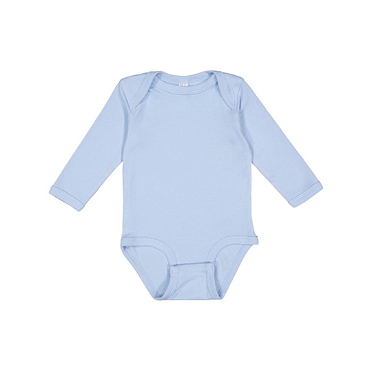 Body niemowlece dlugi rekaw czesana bawelna LA4411N - Light Blue