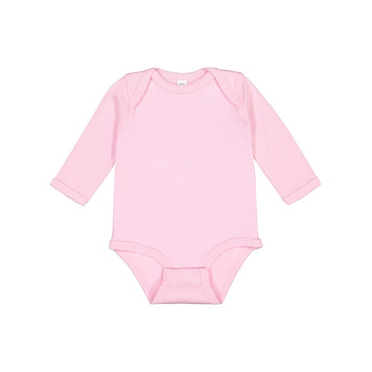 Body niemowlece dlugi rekaw czesana bawelna LA4411N - Pink