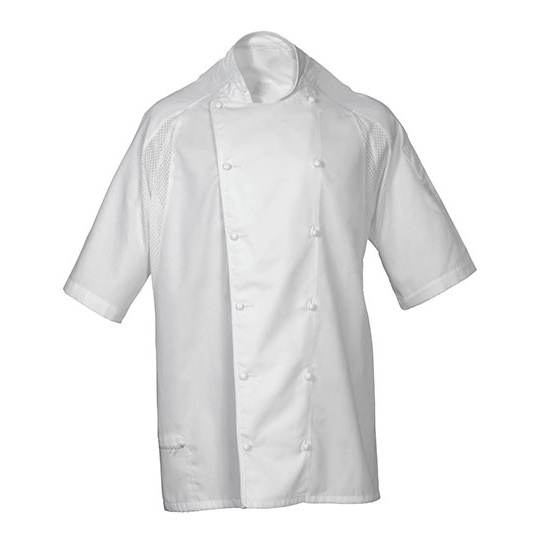 Kurtka Kucharska Unisex Krotki Rekaw Staycool LF011 - White & White