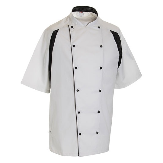 Kurtka Kucharska Unisex Krotki Rekaw Staycool LF011 - White & Black