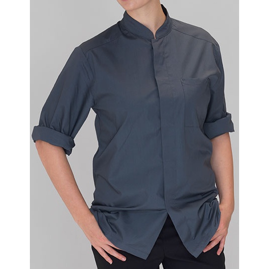 Koszula Damska Slim Poliester Bawelna LF120F - Storm Grey & Black