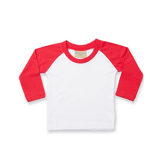Koszulka Baseballowa Dluga Bawelniana LW025 - White & Red
