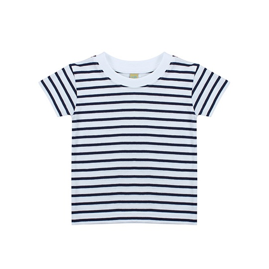 T-shirt w paski z krótkim rękawem LW027 - White & Oxford Navy
