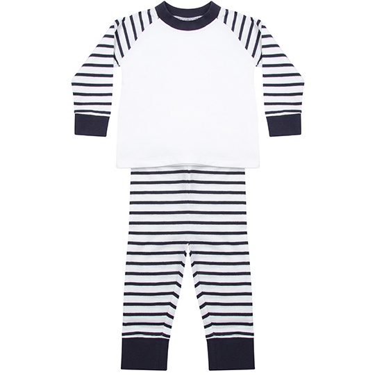Pizama Dziecieca Raglanowa Bawelniana z Poliestrowa Wstawka LW072 - Navy Stripe & White