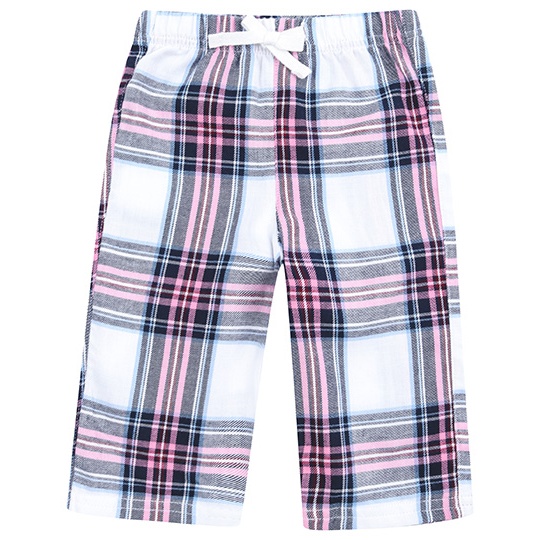 Spodnie Dresowe Flanelowe LW083 - White-Pink Check