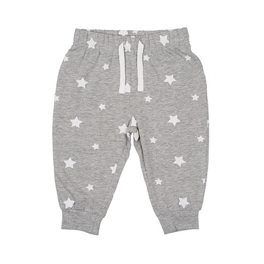 Spodnie Niemowlece Bawelniane z Elastanem LW085 - Heather Grey & White Stars