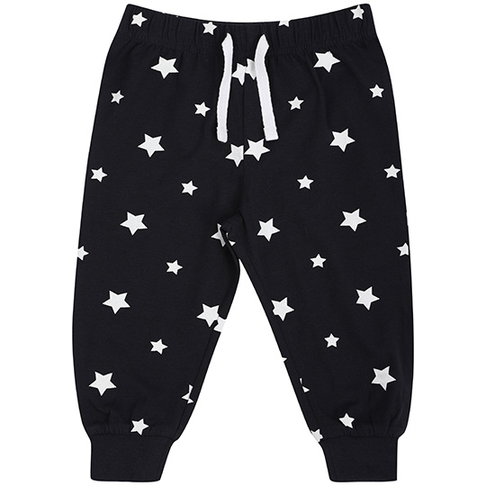 Spodnie Niemowlece Bawelniane z Elastanem LW085 - Navy & White Stars