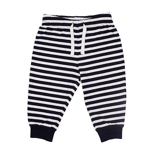 Spodnie Niemowlece Bawelniane z Elastanem LW085 - Navy & White Stripes