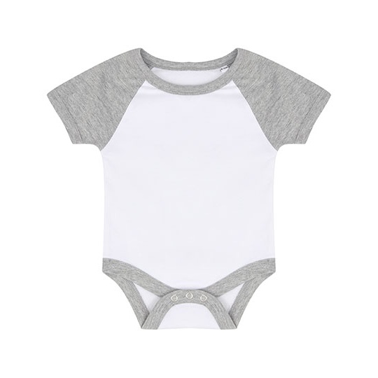 Body niemowlece baseballowe bawelniane LW502 - White & Heather Grey