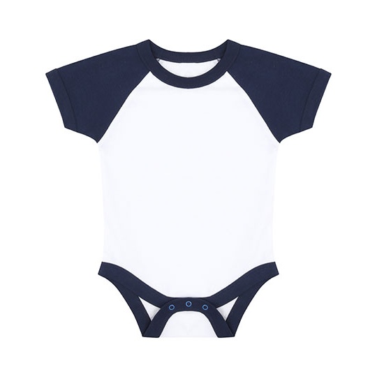 Body niemowlęce baseballowe bawełniane LW502 - White & Navy