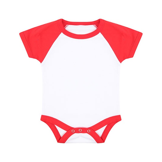 Body niemowlęce baseballowe bawełniane LW502 - White & Red