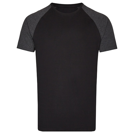 Koszulka Meska Raglanowa Bawelniana Klasyczna MY110 - Black & Heather Black